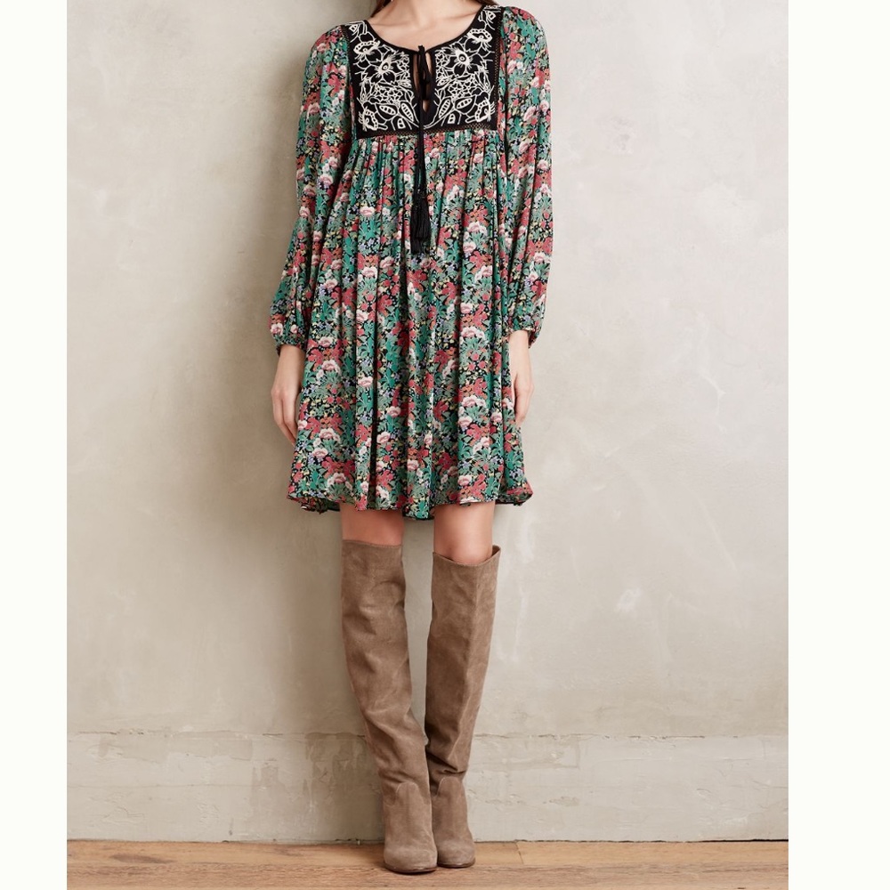 Anthro Floral Mini Dress